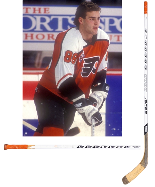 Eric Lindros 1992-93 Philadelphia Flyers Bauer Supreme 3003 Game-Used Rookie Season Stick from Bob Gaineys Personal Collection with His Signed LOA