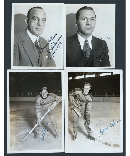 Philadelphia Quakers 1930-31 Team-Signed Photo Collection of 16 including HOFer Syd Howe and Cooper Smeaton and Boxing Champion and Promoter Benny Leonard 
