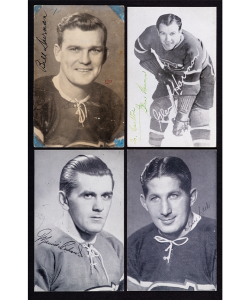Montreal Canadiens 1940s Postcard Collection of 20 including Extremely Rare Bill Durnan Signed Example! 