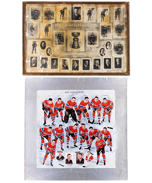 Montreal Canadiens 1932-33 Colourized Team Picture (16” x 16”) – Same Image Used for 1932-33 Canadiens Puzzle, Plus 1920s/30s Canadiens Team Photos (4)