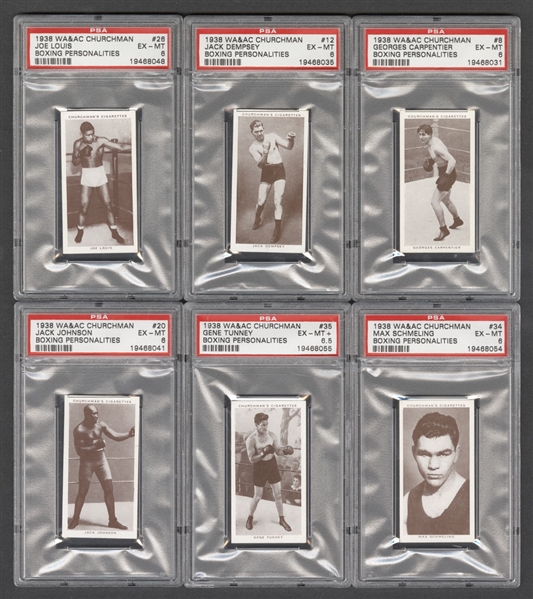 1938 Churchman Boxing Personalities Complete 50-Card Set Including 11 PSA-Graded Cards
