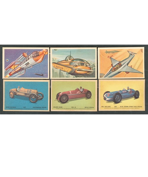 1958 Parkhurst Missiles and Satellites (V339-7) Complete 50-Card Set and 1960 Parkhurst Indianapolis Speedway Winners (V338-2) Complete 50-Card Set and Extras (18)