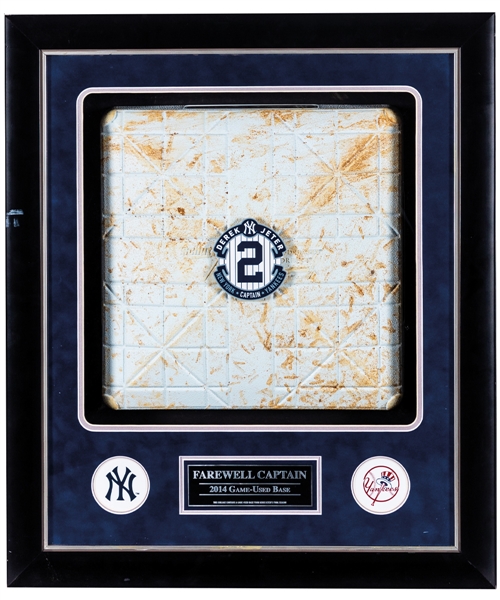 "Farewell Captain" Derek Jeter Final Season Framed New York Yankees 2014 Game-Used Third Base Display with Steiner LOA (23 ½” x 27 ½”) 