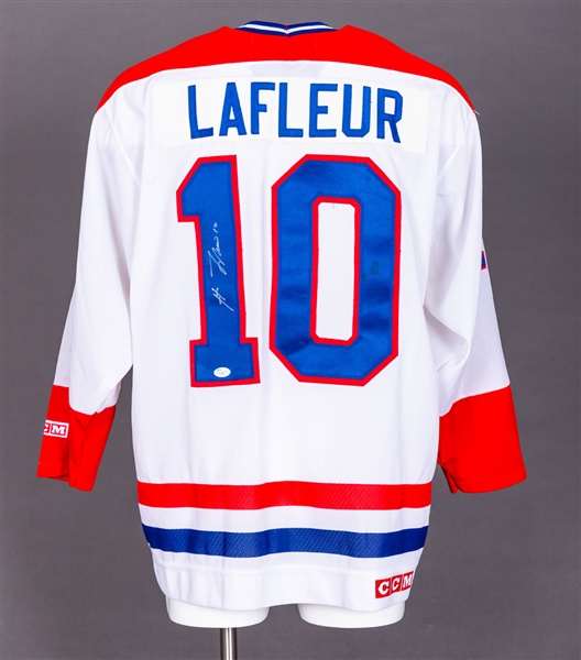 Theo Fleury Signed 1989 Calgary Flames Stanley Cup Finals Jersey (PSA/DNA Certified) and Guy Lafleur Signed Montreal Canadiens Jersey (JSA Certified)