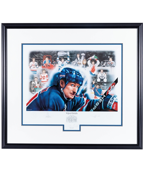 Wayne Gretzky Signed 1999 Hockey Hall of Fame Induction Limited-Edition Framed Lithograph #214/999 by Daniel Parry (35” x 39”) 