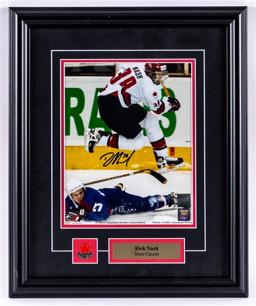 Rick Nash Signed Team Canada and Columbus Blue Jackets Framed Photo Display Collection of 3 with COAs