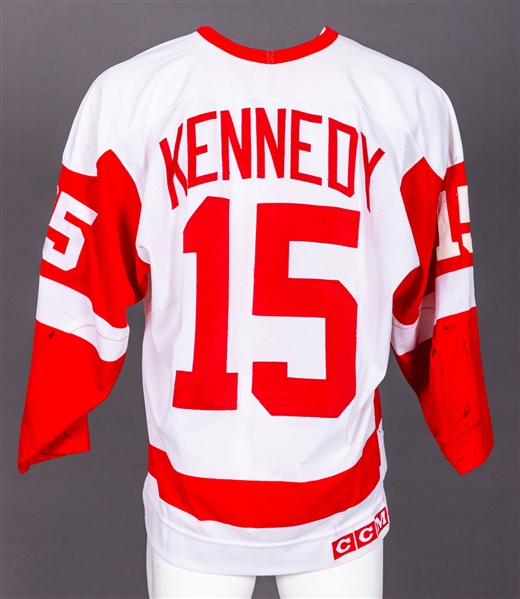 Sheldon Kennedys 1993-94 Detroit Red Wings Game-Worn Jersey - Nice Game Wear!