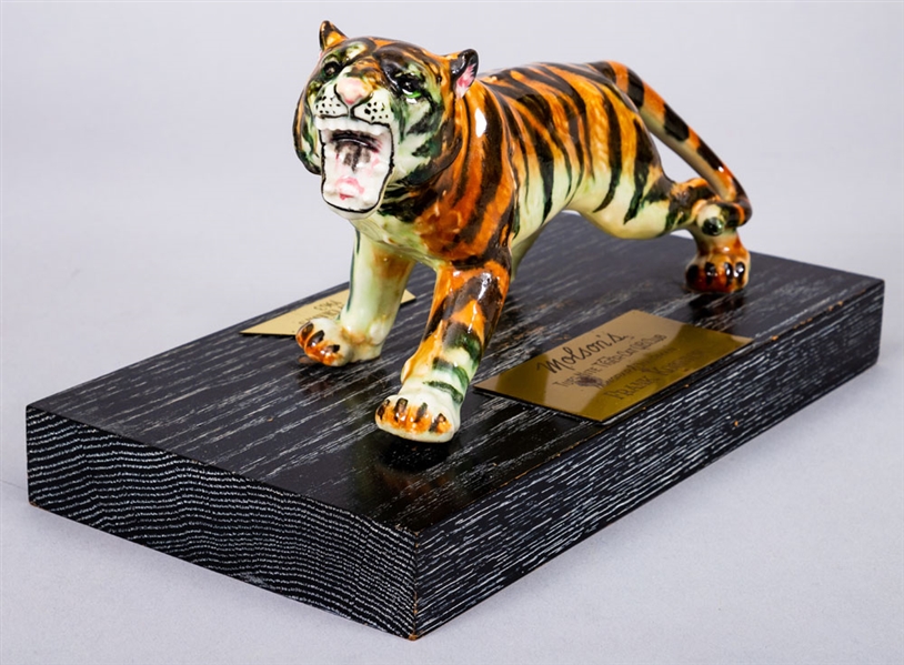 Hamilton Tiger-Cats 1963 Grey Cup Champions "Molsons Tues Nite Tiger-Cat QB Club" Ceramic Tiger Presentational Display