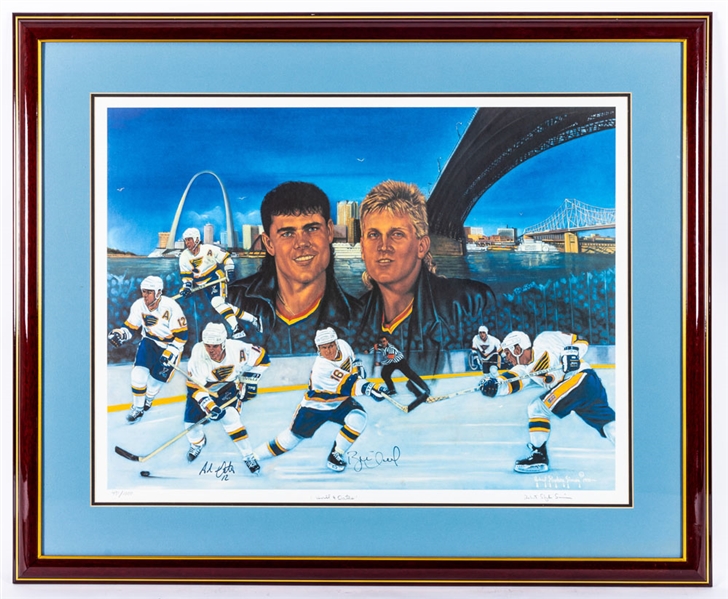 Brett Hull and Adam Oates Dual-Signed 1991 St-Louis Blues "Hull & Oates" Framed Limited-Edition Lithograph #491/1000 (34" x 41") 