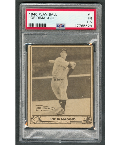 1940 Play Ball Baseball Card #1 HOFer Joe DiMaggio - Graded PSA 1.5