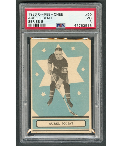 1933-34 O-Pee-Chee V304 Series "B" Hockey Card #50 HOFer Aurele Joliat - Graded PSA 3