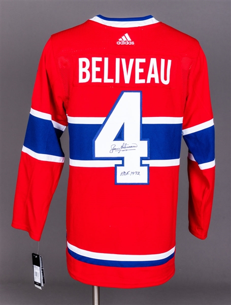 Jean Beliveau Montreal Canadiens Signed Adidas Pro Model Jersey with LOA 