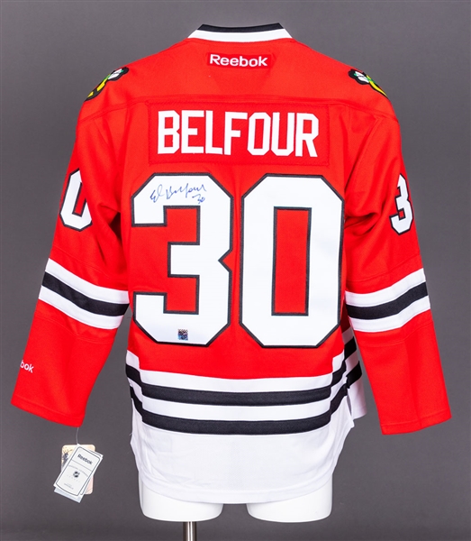 Ed Belfour Chicago Black Hawks Signed Jersey with LOA