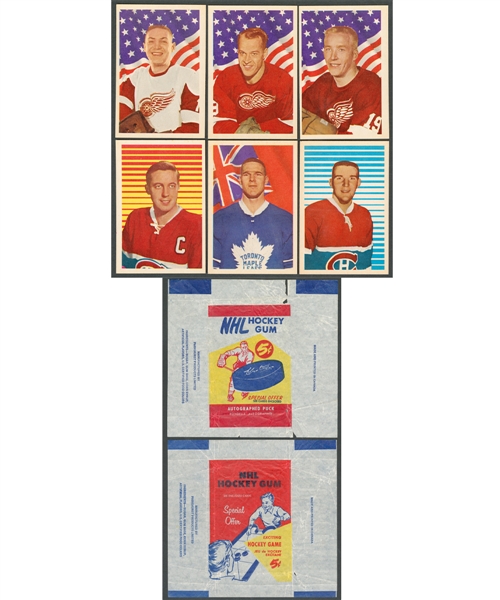 1963-64 Parkhurst Hockey Complete 99-Card Set Plus "Autographed Puck" and "Hockey Game" Wrappers