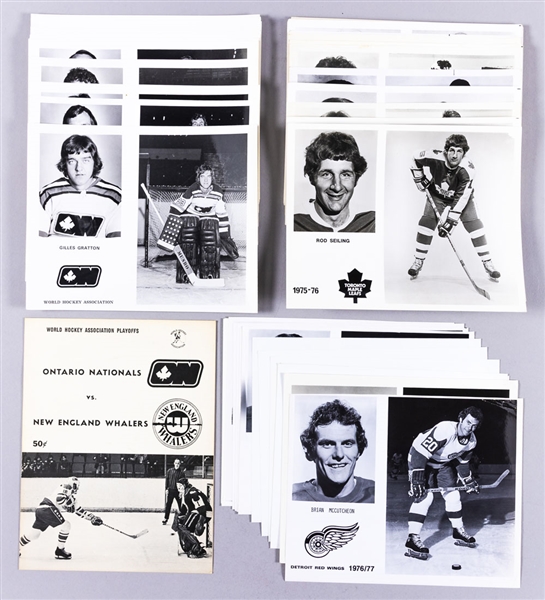 1972-73 WHA Ottawa Nationals Media Photos (19) with Program and Team Postcard, 1970s Toronto Maple Leafs Media Photos (40) and 1970s NHL Media Photos (15)