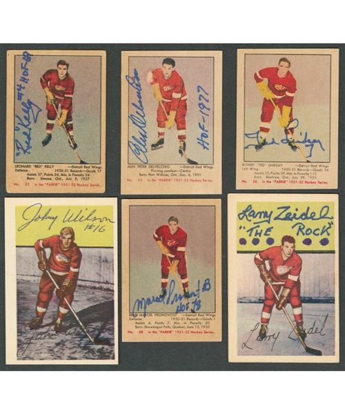 1951-52 and 1952-53 Parkhurst Hockey Detroit Red Wings Signed Rookie Card Collection of 12 Including HOFers Delvecchio, Kelly, Lindsay and Pronovost