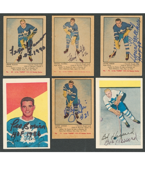1951-52 and 1952-53 Parkhurst Hockey Toronto Maple Leafs Signed Rookie Card Collection of 12 Including HOFers Leo Boivin and Fern Flaman