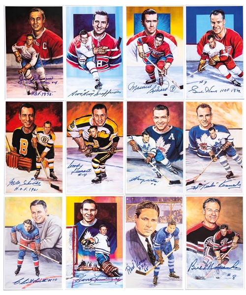 1992-96 Doug West "Legends of Hockey" 90-Postcard Set with 48 Signed Including 30 Deceased HOFers