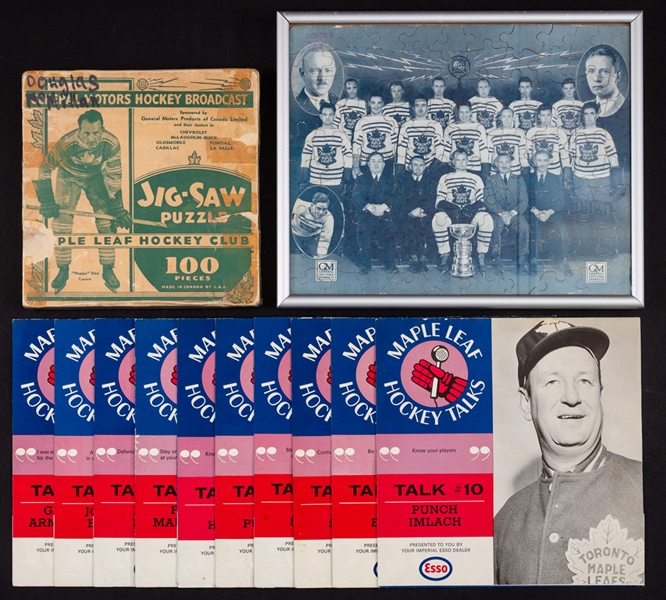 Toronto Maple Leafs 1931-32 Jig-Saw Puzzle with Original Box, 1963-64 and 1965-66 Media Guides Plus 1966-67 Hockey Talks Set, Partial Set and Extras