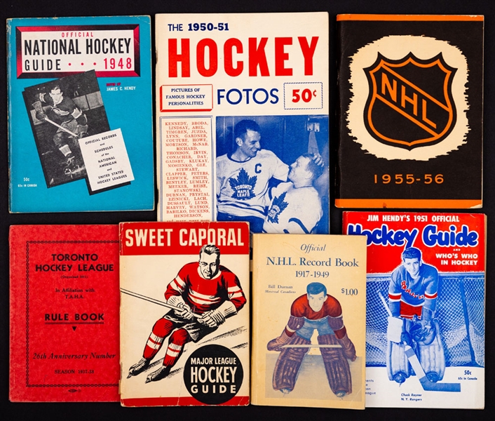 Vintage 1930s/1960s Hockey Guide Collection of 40+ Including 1935-51 James C. Hendy Guides (11)