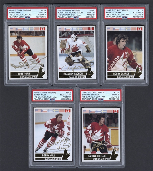 1992 Future Trends 76 Canada Cup Signed Limited-Edition Cards (5) with Bobby Orr - All PSA/DNA Certified