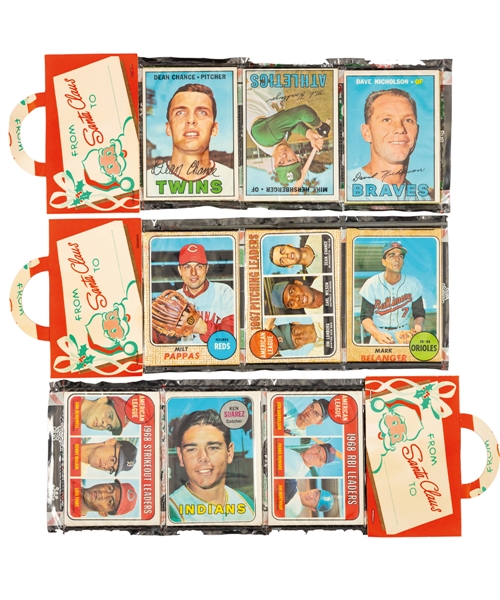 1968 and 1969 Topps Baseball Cards Holiday Christmas Rack Packs (14)