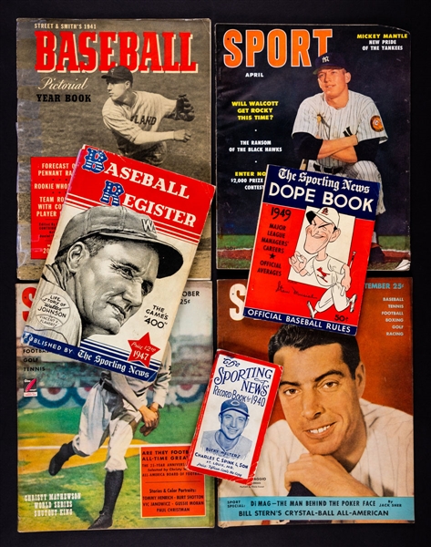 Vintage Baseball Collection Including 1940s Street & Smiths Yearbooks (5) 1940s/1950s "Sport" Magazines (30), 1938 and 1940 Sporting News Record Books, 1940 Whos Who in Baseball and More!
