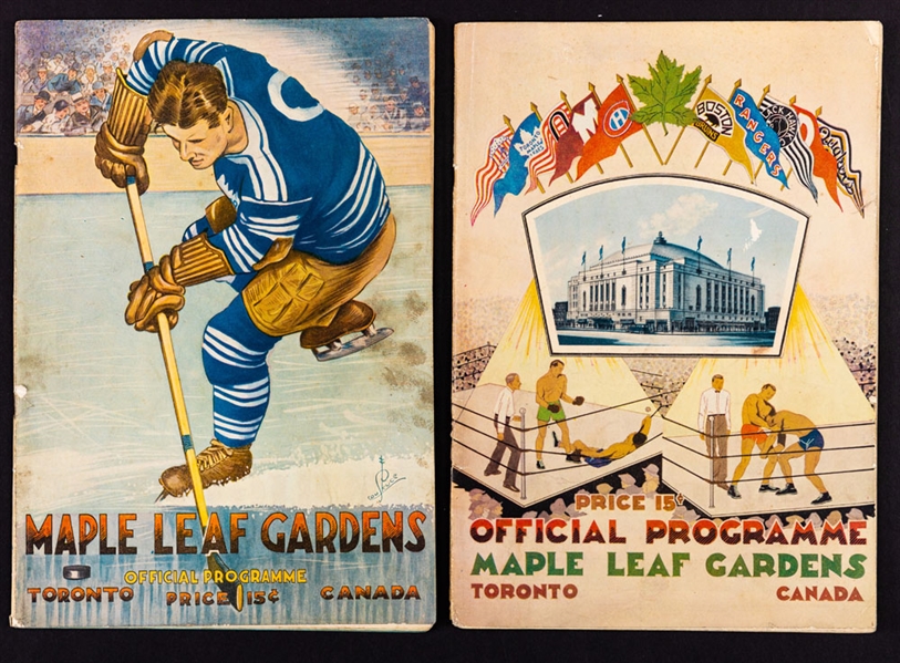 Maple Leaf Gardens 1932-33 Programs (2) for Wrestling and Hockey 