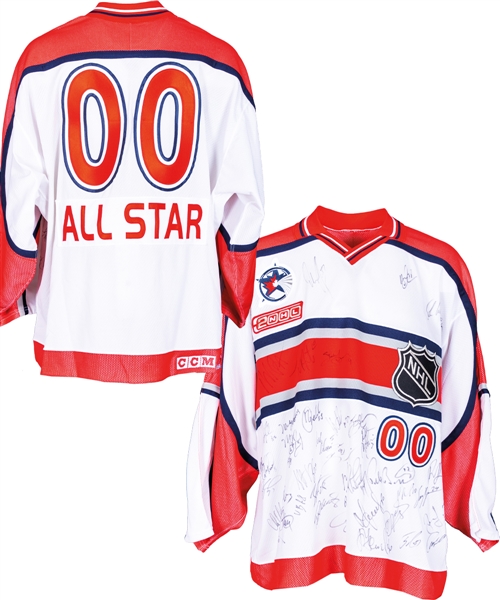 Team North America and Team World 2000 NHL All-Star Game Signed Jersey with 40+ Signatures Including Yzerman, Selanne, Lidstrom, Sakic, Lindros, Brodeur and Others