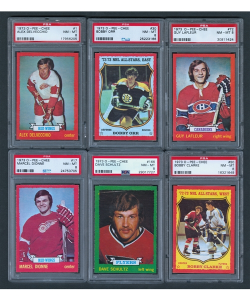 1973-74 O-Pee-Chee SGC/PSA-Graded Hockey Card Collection of 170 - Most Graded PSA NM-MT 8