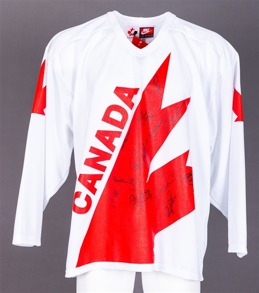 1976 Canada Cup Team Canada Multi-Signed Jersey Including Bobby Orr, Bobby Hull, Darryl Sittler and Scotty Bowman