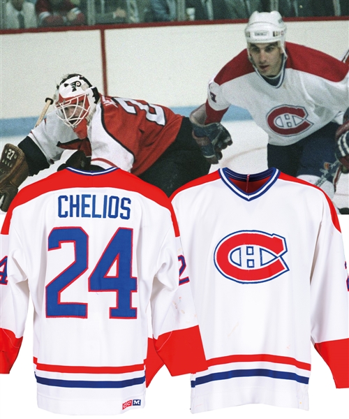 Chris Chelios 1986-87 Montreal Canadiens Game-Worn Playoffs Jersey from the Michael Wexler Collection with LOA - 35+ Team Repairs! - Photo-Matched to Conference Finals!
