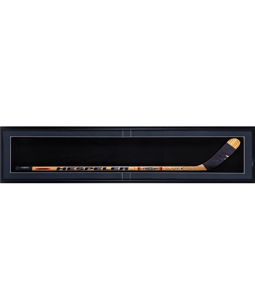 Wayne Gretzkys 1997-98 New York Rangers Signed Hespeler Game-Used Stick in Frame (68" x 15" x 3") 