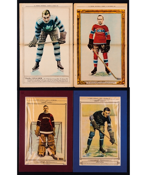 1927-32 "La Presse" Hockey Picture Collection of 12 Including Howie Morenz, Clint Benedict, Frank Boucher, Babe Seibert, Charlie Conacher, Tiny Thompson, Chuck Gardiner and Others
