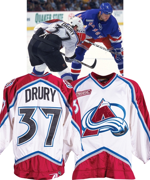 Chris Drurys 1999-2000 Colorado Avalanche Game-Worn Jersey with LOA - 2000 Patch! - Team Repairs!