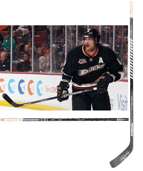 Teemu Selannes 2013-14 Anaheim Ducks Signed Warrior Covert Game-Used Stick with LOA