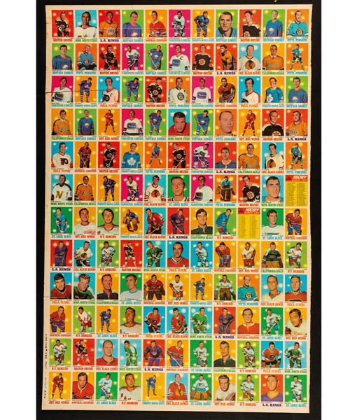 1970-71 O-Pee-Chee Hockey 132-Card Uncut Sheet Including Perreault, Park and Cashman Rookies and Checklists (2)