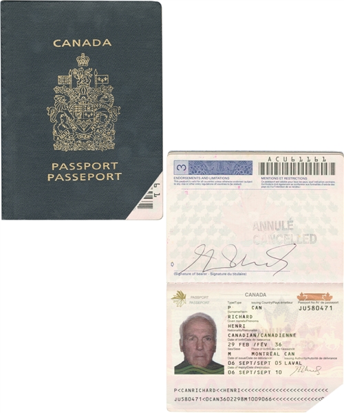 Henri Richards Canadian Passport from His Personal Collection with Family LOA