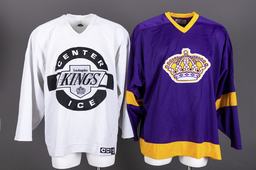 Serge Bernier’s 1996-97 Los Angeles Kings 30th Anniversary Jersey plus Uniform Socks and Practice Jersey with His Signed LOA