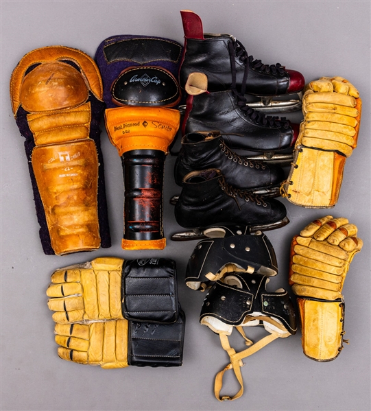 Vintage Hockey Equipment Two-Player Partial Ensemble Collection 