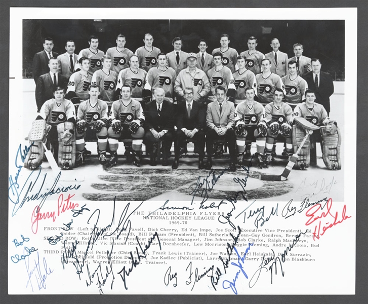 Philadelphia Flyers 1969-70 Team-Signed Team Photo by 20 Including Bobby Clarke and Bernie Parent