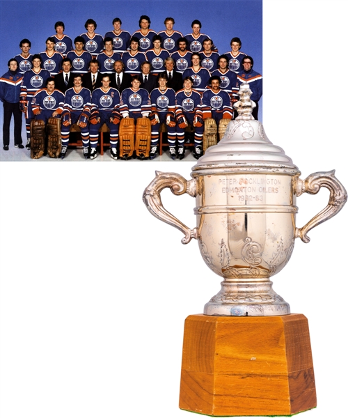 Peter Pocklingtons 1982-83 Edmonton Oilers Clarence Campbell Bowl Championship Trophy with His Signed LOA (11”)