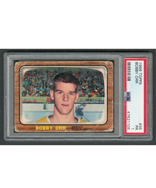 1966-67 Topps Hockey Card #35 HOFer Bobby Orr Rookie - Graded PSA 1