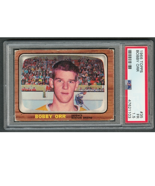 1966-67 Topps Hockey Card #35 HOFer Bobby Orr Rookie - Graded PSA 1.5