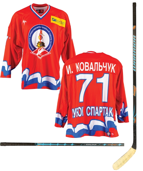 Ilya Kovalchuk’s Circa-2006 Spartak Cup Game-Worn Jersey and Warrior Dolemite Game-Used Stick with LOA