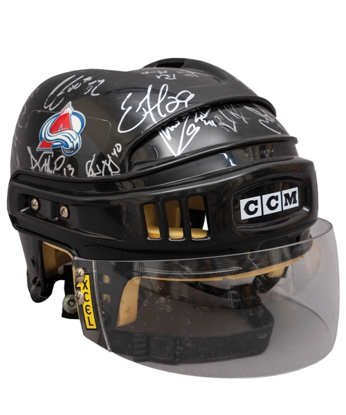 Joe Sakic’s Circa 1999-2001 Colorado Avalanche Team-Signed Practice-Worn Helmet with LOA