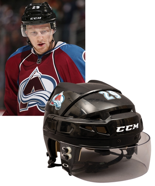 Nathan MacKinnons Mid-2010s Colorado Avalanche Signed Game-Worn CCM Helmet with LOA 