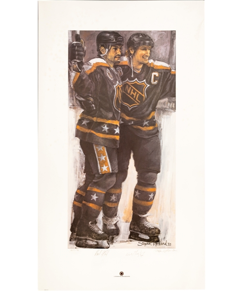 Wayne Gretzky and Paul Coffey Dual-Signed 1993 NHL All-Star Game Limited-Edition Hors’ Commerce Lithograph #HC10/99 by Stephen Holland with COA (22 ½” x 39”) 