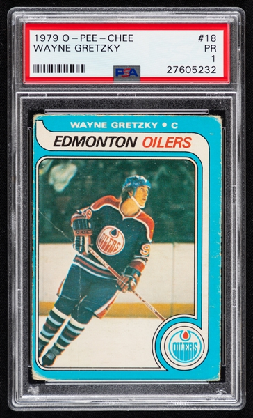1979-80 O-Pee Chee Hockey Card #18 HOFer Wayne Gretzky Rookie - Graded PSA 1