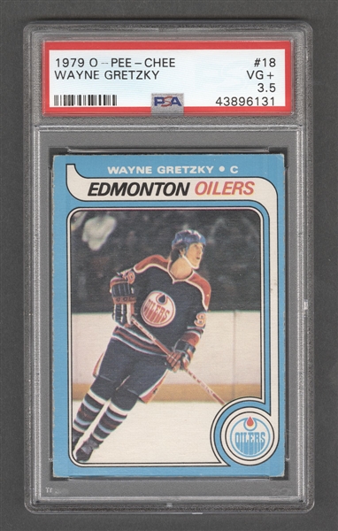1979-80 O-Pee-Chee Hockey Card #18 HOFer Wayne Gretzky Rookie - Graded PSA 3.5